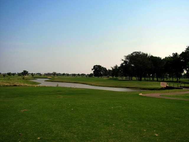 A view of hole #8 from tee at Pecan Lakes Golf Course