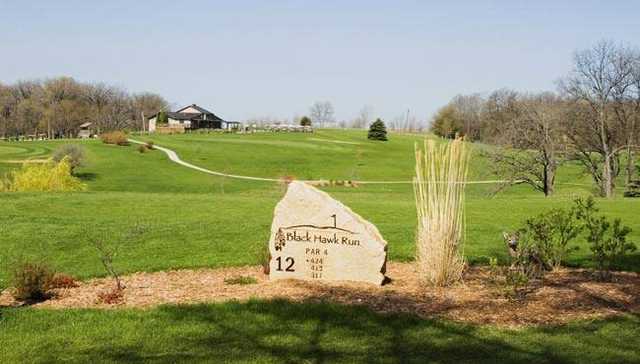 A view of tee #12 sign at Blackhawk Run Golf Course (Country Inn & Suites by Carlson-Stockton, IL).