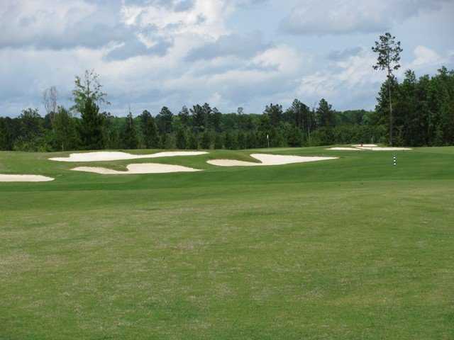 A view of green protected by bunkers from The Golf Club at Hilton Head Lakes 