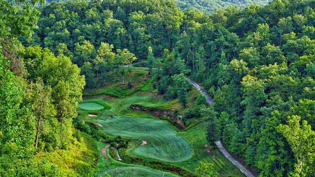 Aerial view of the 13th hole from the Eagle Ridge Golf Course At Yatesville Lake State Park