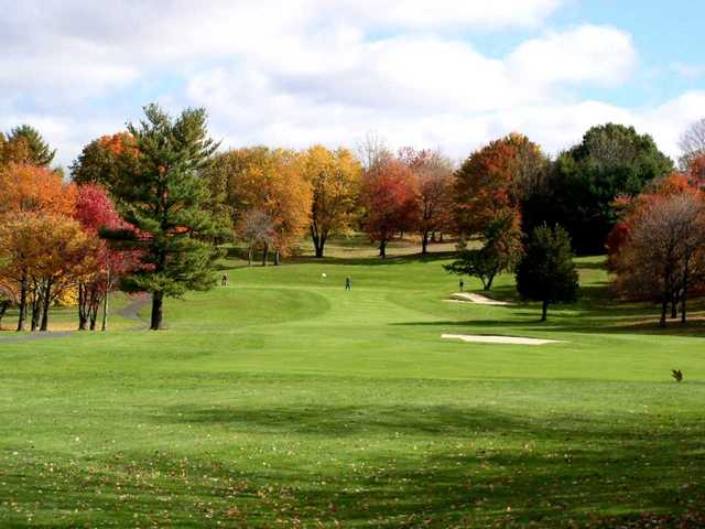 A fall day view of a fairway at Chesley Oaks Golf Club.
