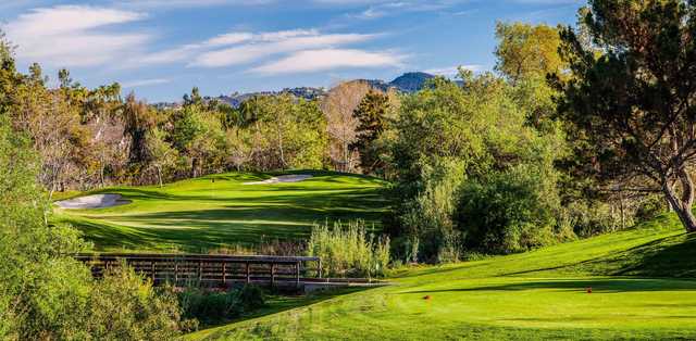 A view from a tee at Twin Oaks Golf Course.