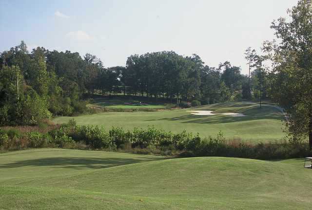 A view of green #18 from faiway at The Challenge Golf Club
