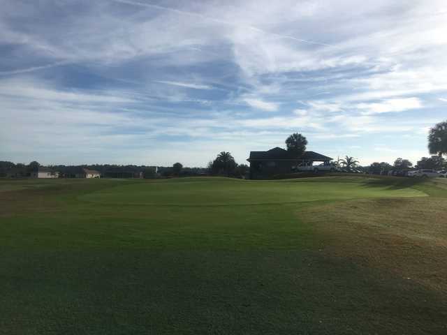 A view of a hole and the clubhouse in background at Rivard Golf & Country Club.