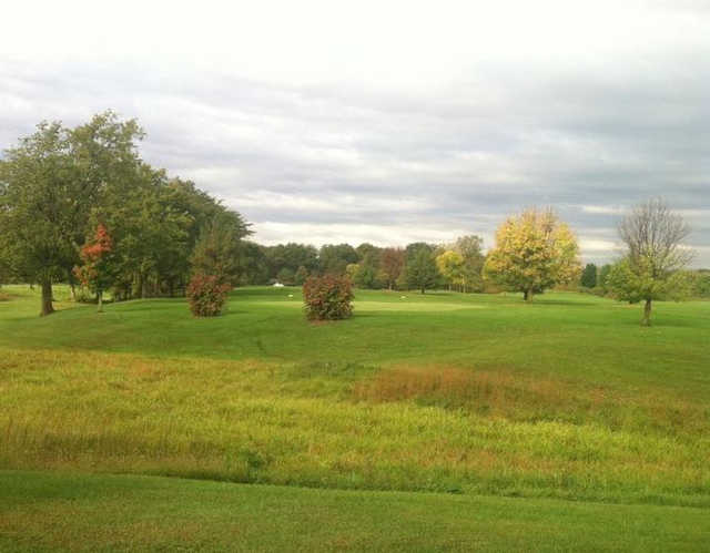 A fall day view of a hole at Fore-Way Golf Course.