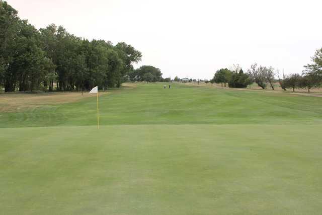 Looking back from a green at Cherry Oaks Golf Club