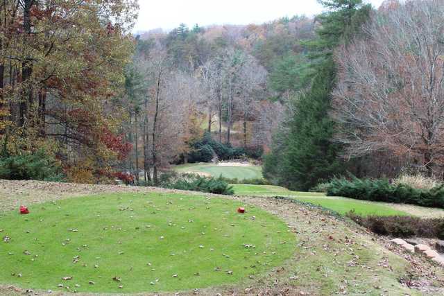 A fall day view from the red tee at The Rock Golf Club & Resort.