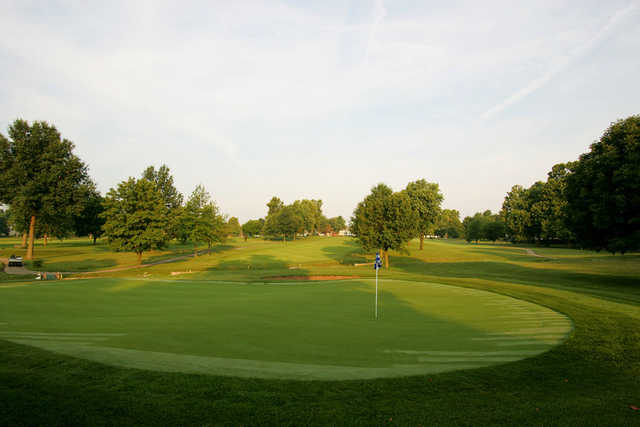 A view of the 1st green at Blue Springs Country Club.