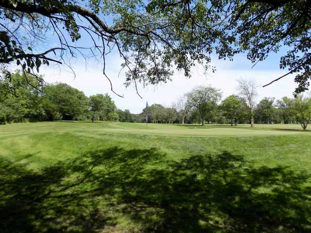A view of a green at Chick Evans Golf Course.