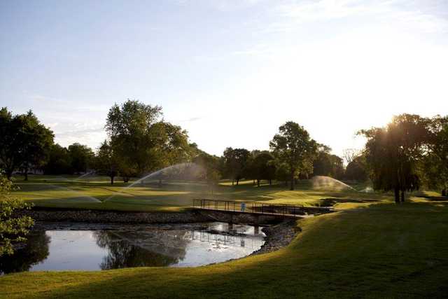 A view over a pond from Geneva Golf Club.