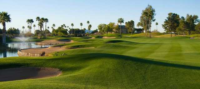 A view of a fairway at Superstition Springs Golf Club.