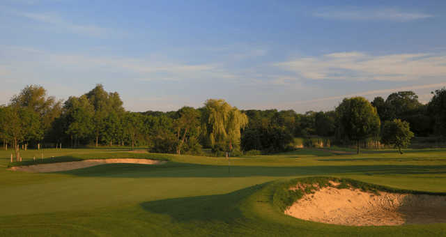 A view of a well protected green at Horton Park Golf Club.