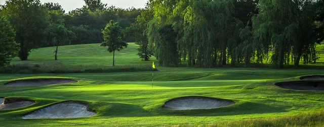 A view of a well protected green at Abbey Hill Golf Centre.