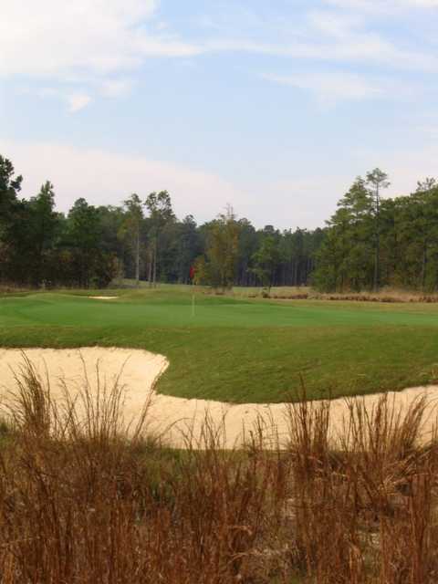 A view of green with bunker in foreground at Anderson Creek Golf Club
