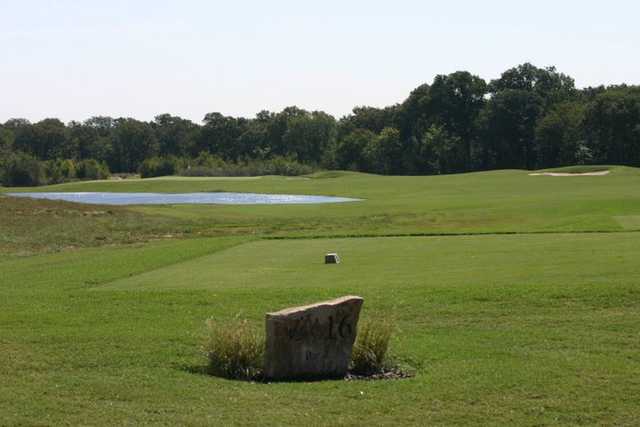 A view of a tee at WinStar Golf Course.