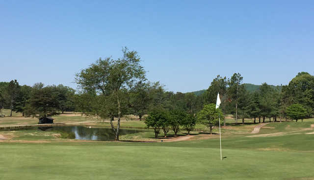 A view of a hole at Mossy Creek Golf Club.