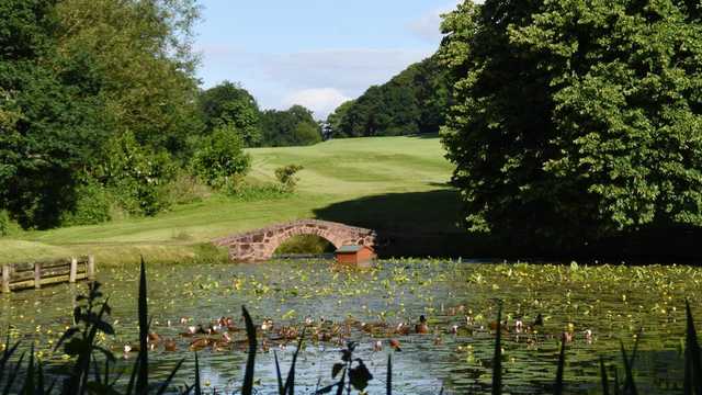 A view over a pond at Shifnal Golf Club.