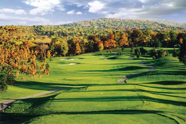 A view from a tee at Tom's Run from Chestnut Ridge Golf Resort & Conference Center.