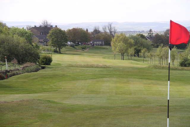 Looking back from a green at East Bierley Golf Club