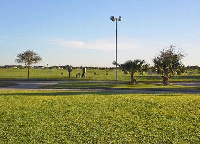 A view of the driving range at Los Lagos Golf Club.