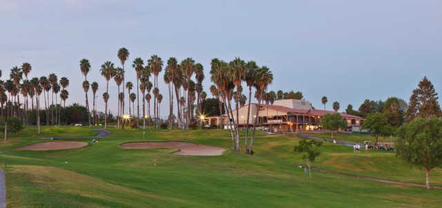A view of the 9th hole and the clubhouse at Los Angeles Royal Vista Golf Club.
