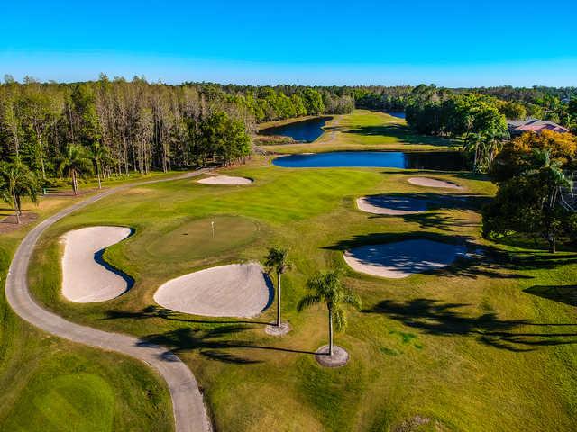 Aerial view of the 6th green from Crescent Oaks Country Club