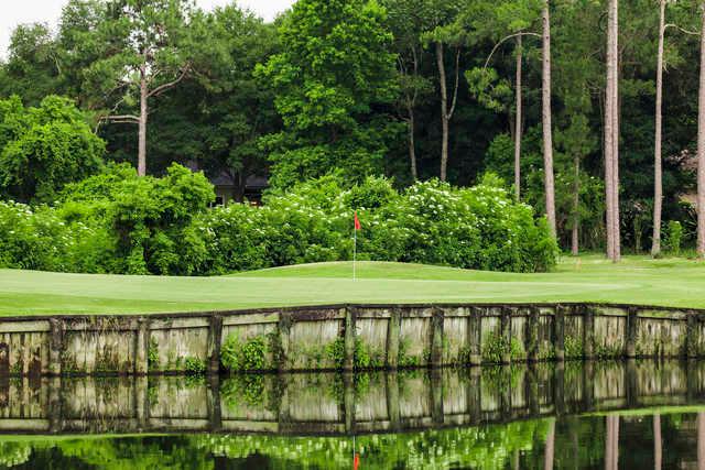 A view over the water of a hole at Magnolia Point Golf & Country Club.