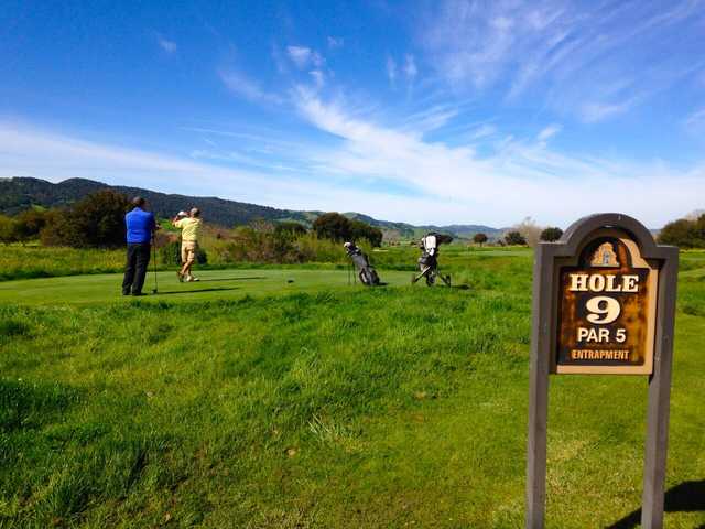 A view of the 9th tee at San Juan Oaks Golf Club.