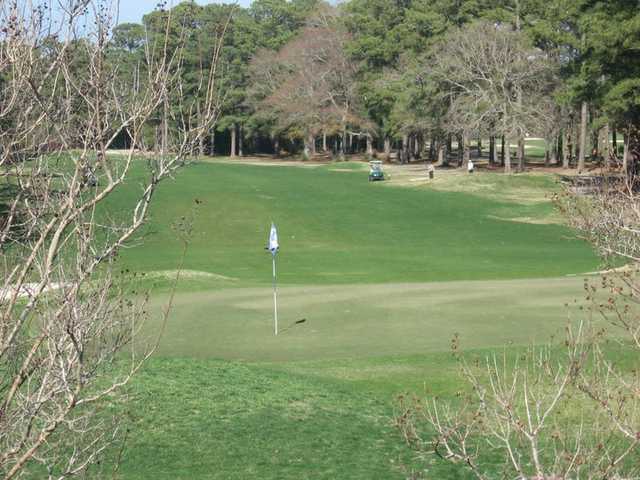 A view of green #9 at Whispering Pines Golf Course