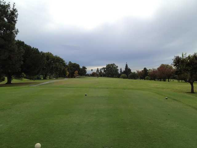 A cloudy day view from a tee at La Mirada Golf Club.