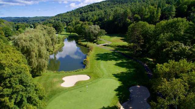 Looking back from the 8th green at Woodstock Country Club