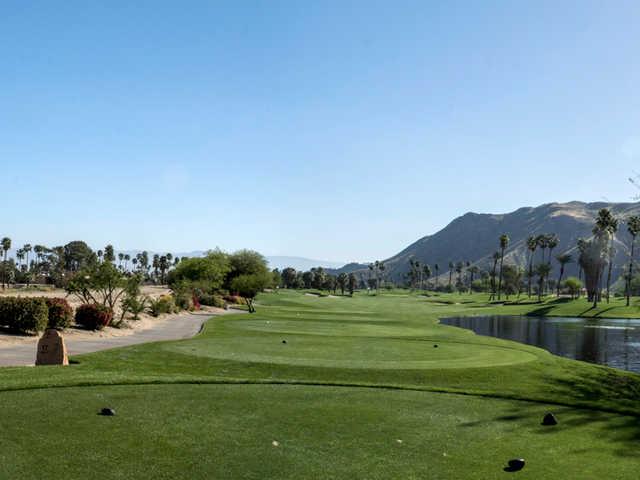 A view from the 17th tee at South Course from Indian Canyons Golf Resort.