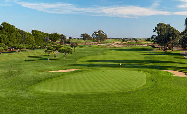 A view of green #18 at Tony Lema Course from Monarch Bay Golf Club.