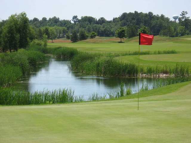 A view of a hole with water coming into play at Foxfire Golf Club.