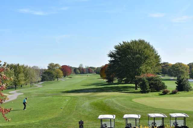 A view of a tee at Arlington Lakes Golf Club.