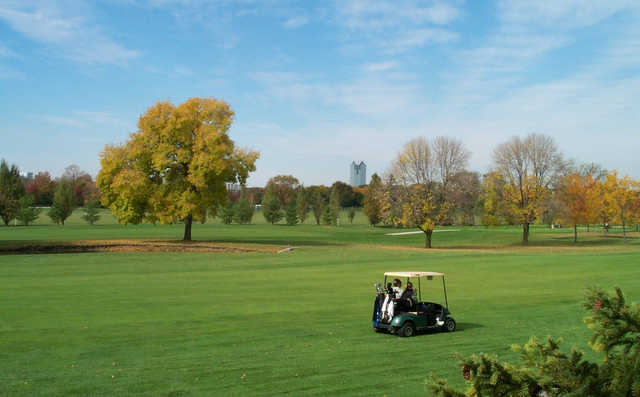 A view of a fairway at Oak Brook Golf Club.