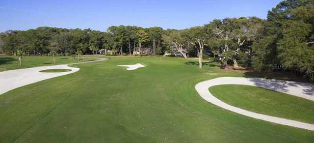 A view of the 5th hole from Harbour Town Golf Links at Sea Pines Resort.