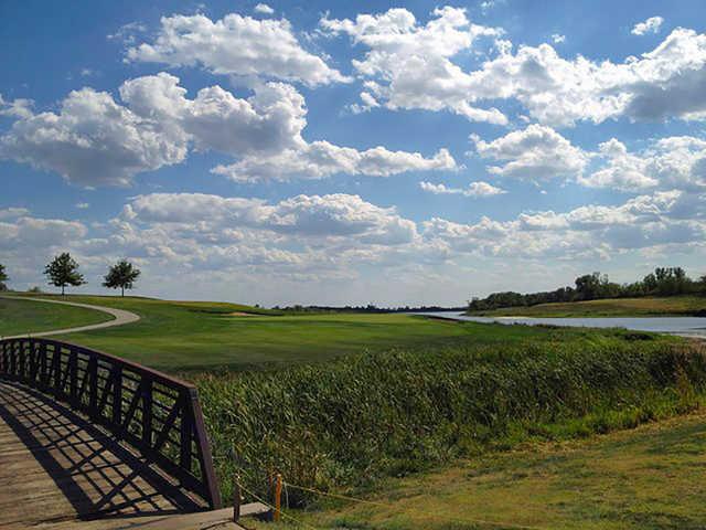 A view over a bridge at Mozingo Lake Recreation Park Golf Course.