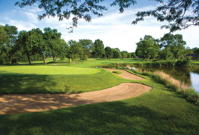 A view of a hole with water coming into play from right at Mt. Prospect Golf Club.