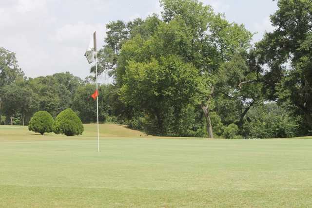 A view of a green at Gus Wortham Park Golf Course.