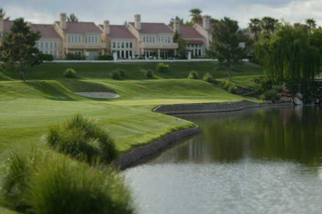 A view of a green with water coming into play at Spanish Trail Country Club.