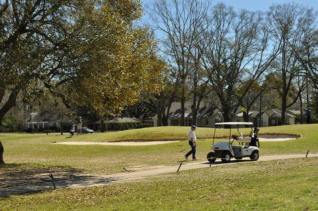 A fall day view of a green at Webb Park Golf Course.