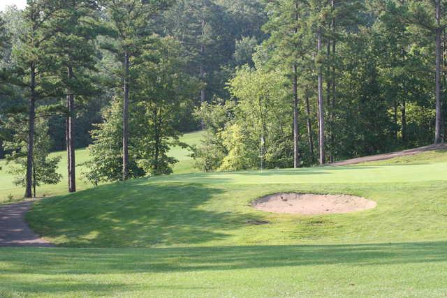 A sunny day view of a green at Fourche Valley Golf Club.