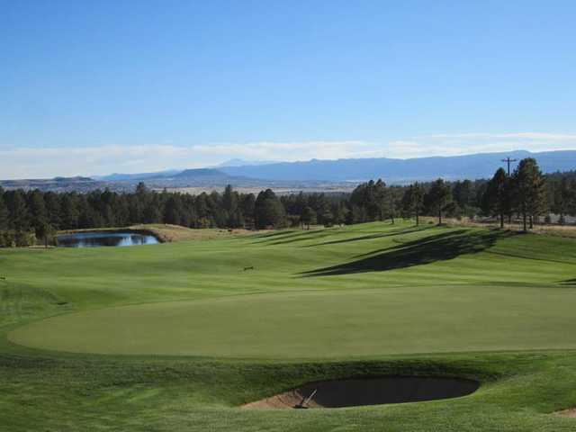 A view of the 16th green from The Ridge at Castle Pines North.