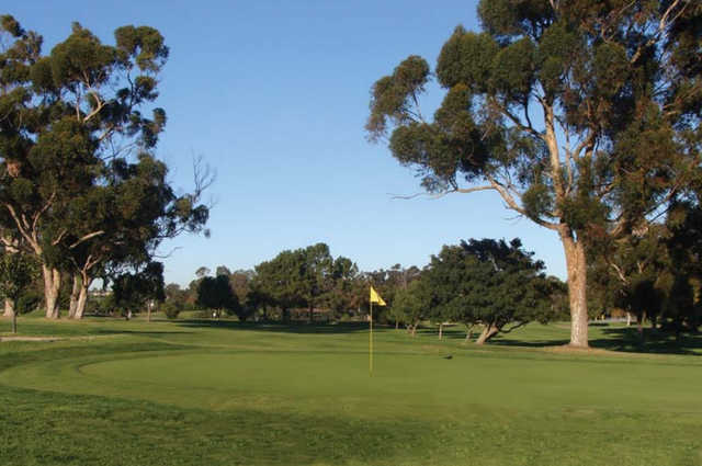 A view of a green at Nine Hole at Balboa Park Golf Club.