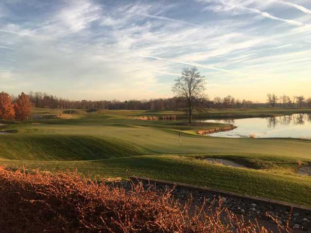A late fall view of a green at WestWynd Golf Course.