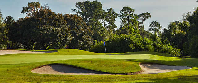 A view of a well protected hole at DeBary Golf & Country Club.