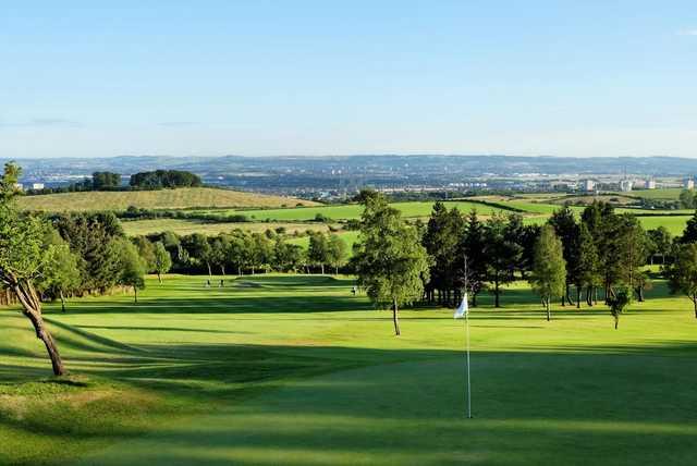 View from the 1st green looking down towards the 17th at Windyhill Golf Club