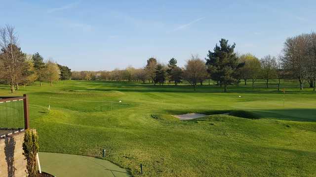 A spring day view of a hole at Bury St Edmunds Golf Club.
