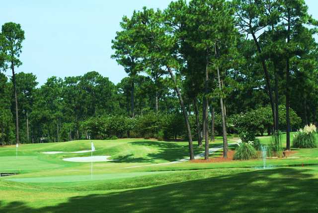 A view of two greens at Hattiesburg Country Club.